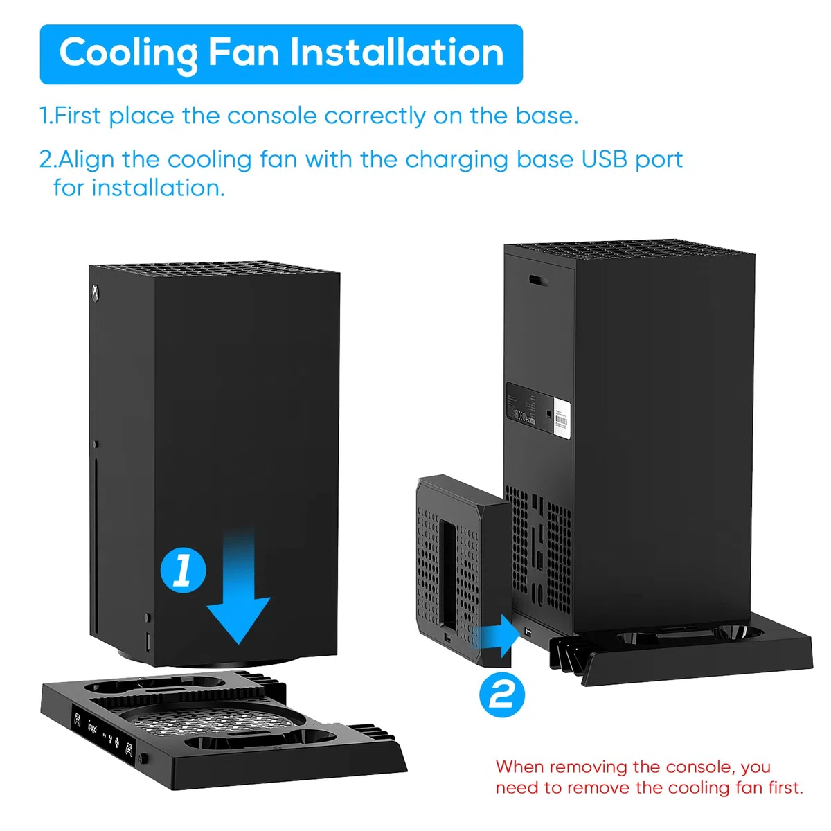FYOUNG Supporto ventole per Xbox Serie X con supporto per cuffie, serie X sistema di raffreddamento con caricatore controller e supporto per cuffie