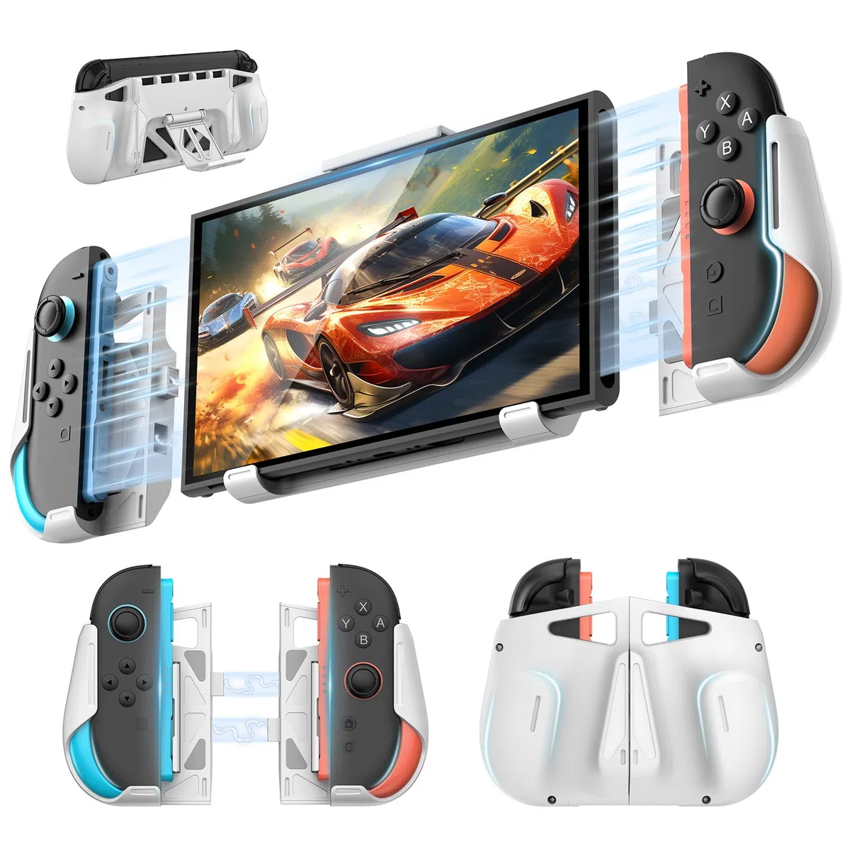 Custodia Grip Ergonomica Magnetica per Switch 2 2025 – Cover con Joycon Rimovibili Singolarmente, 5 Slot per Giochi & Supporto Regolabile, Accessori Switch 2 Orientati al Comfort