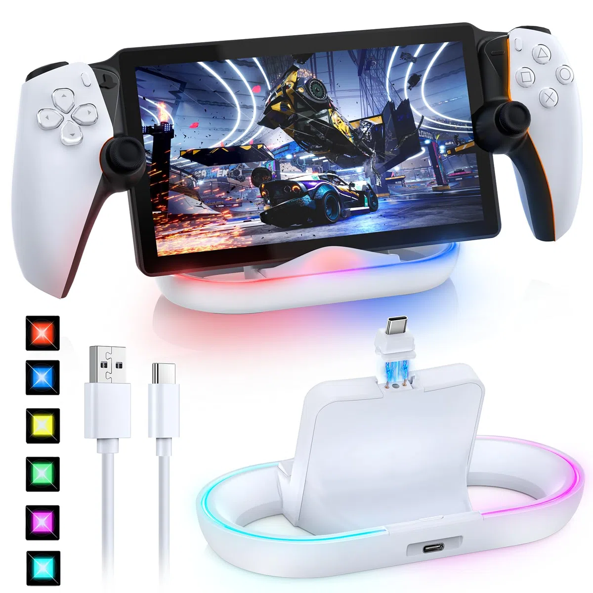 Caricatore magnetico per PS Portal Remote Player-FASTSNAIL Accessori PSP compatibili con PlayStation Portal Remote Player-Supporto LED per PS5 Portatile