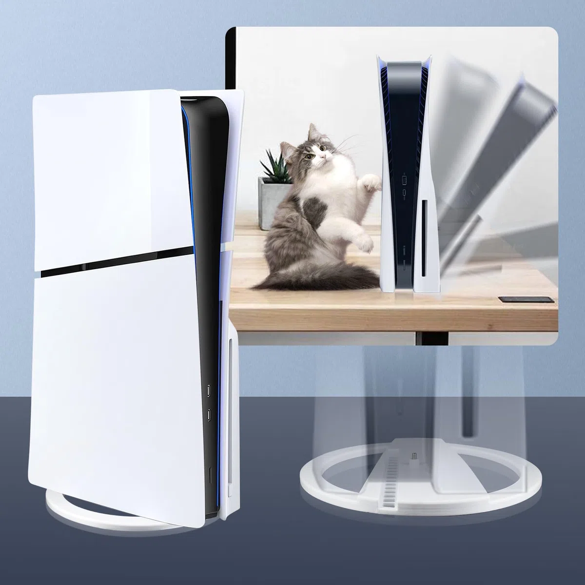 Supporto verticale per PS5 Slim, per disco e digitale, con vite, supporto base, bianco per PS5 Slim