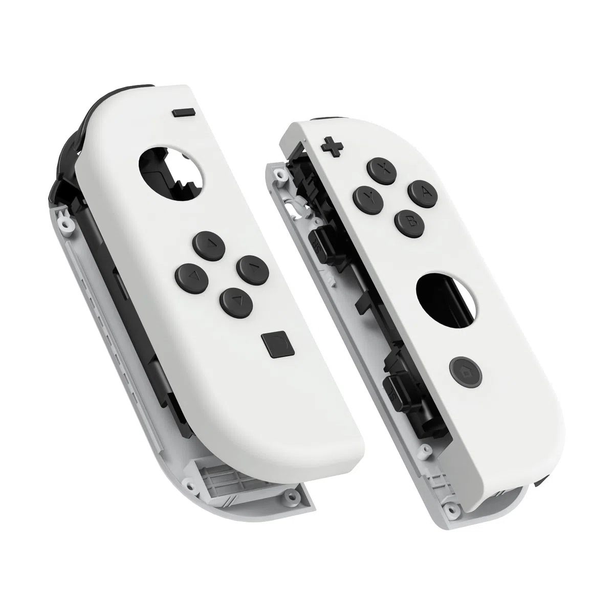 eXtremeRate Cover Joycon Scocca Tasti DIY Ricambio per Nintendo Switch/Switch OLED,Shell Grip Custodia Case Guscio Pulsanti per Joystick Controller,Senza Joycon-Bianco