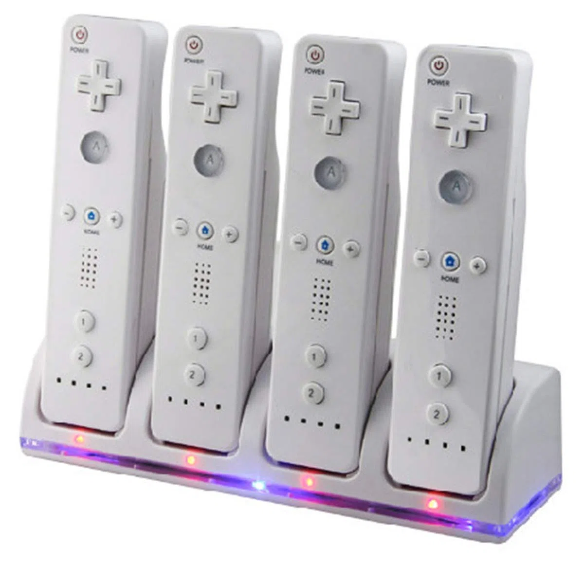 Stazione di Ricarica per Controller WII 4 in 1, Stazione Di Ricarica con 4 Batterie Ricaricabili Da 2800 Mah e Indicatori LED per Il Controller Wii（Bianco）