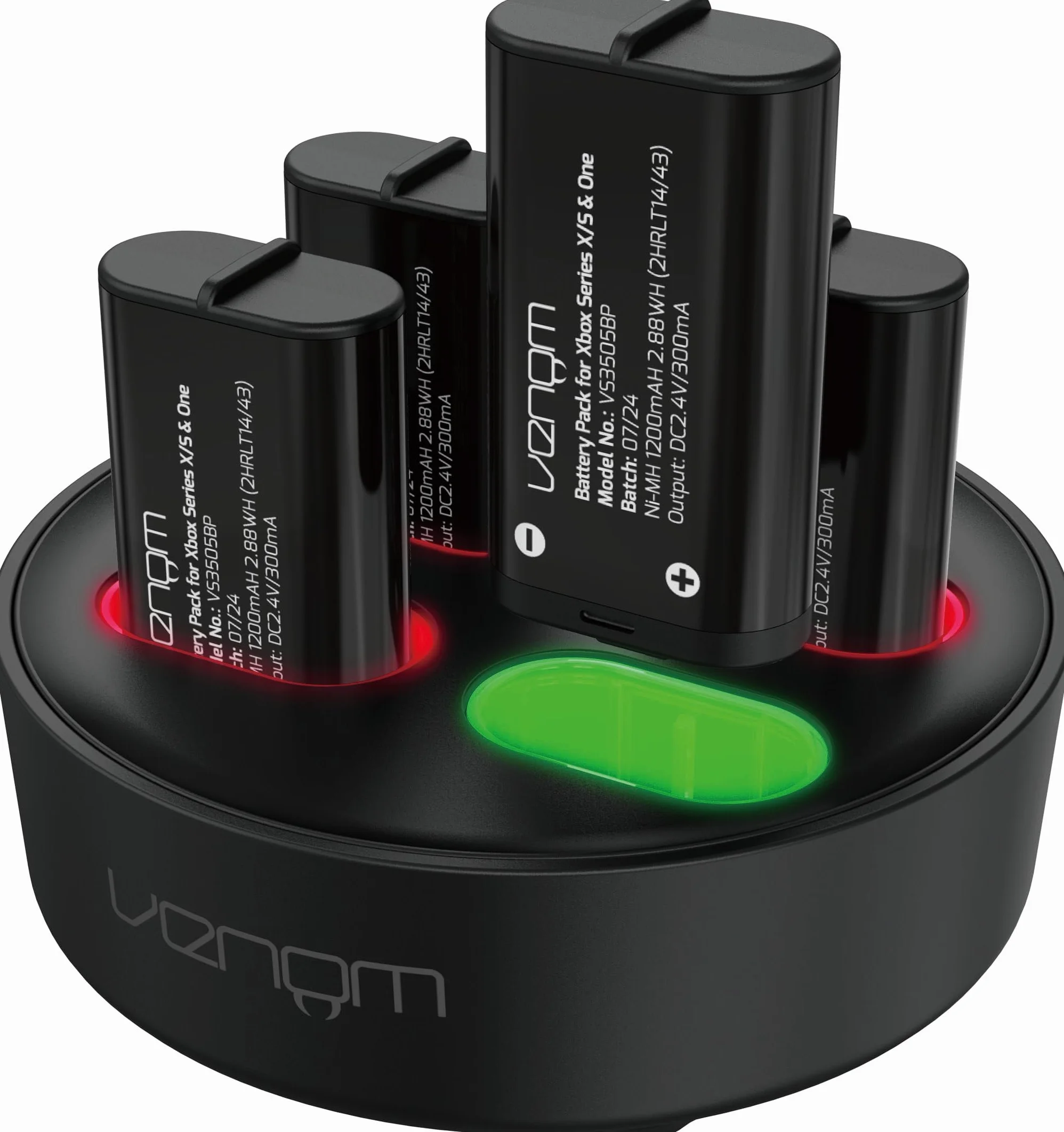 Venom Rechargeable Battery 4-Pack with Charging Dock - 2880mWh / 1200mAh for Xbox Series X & S/Xbox One