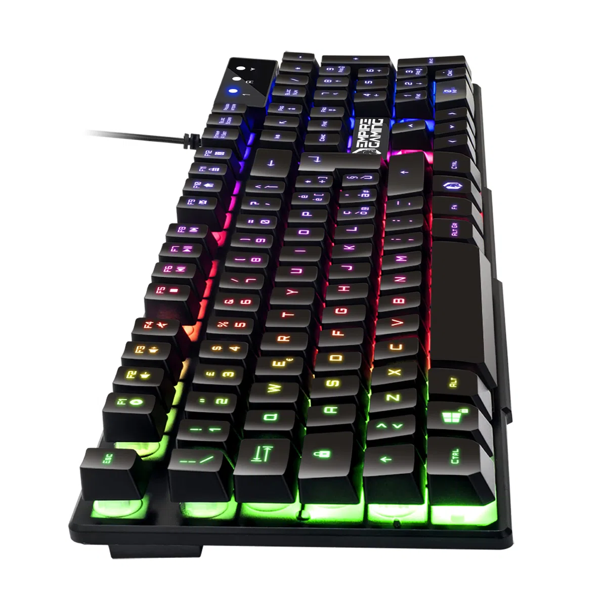 EMPIRE GAMING - Tastiera Gaming K300 QWERTY Italiana - 105 Tasti Semimeccanica - Retroilluminazione LED RGB - 19 Keys Anti-ghosting - 12 Scorciatoie Multimediali - USB con Filo