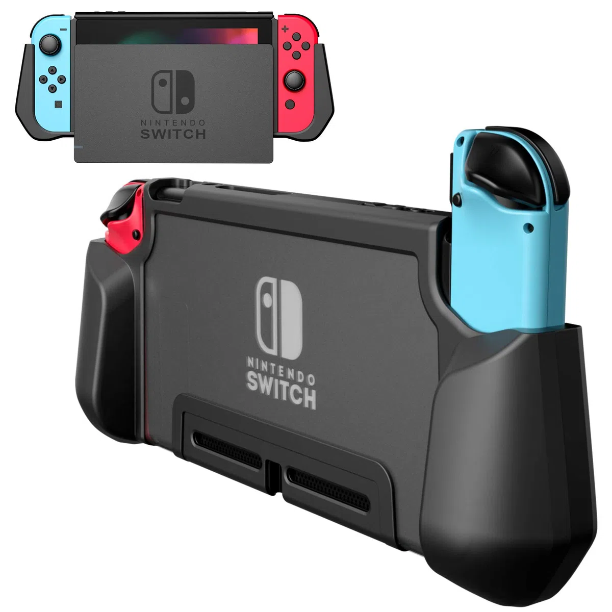 PZOZ Custodia Dockable per Nintendo Switch, (non compatibile con la versione OLED), ergonomica TPU e PC, custodia protettiva ultra sottile, compatibile con Nintendo Switch (Switch/Nero)