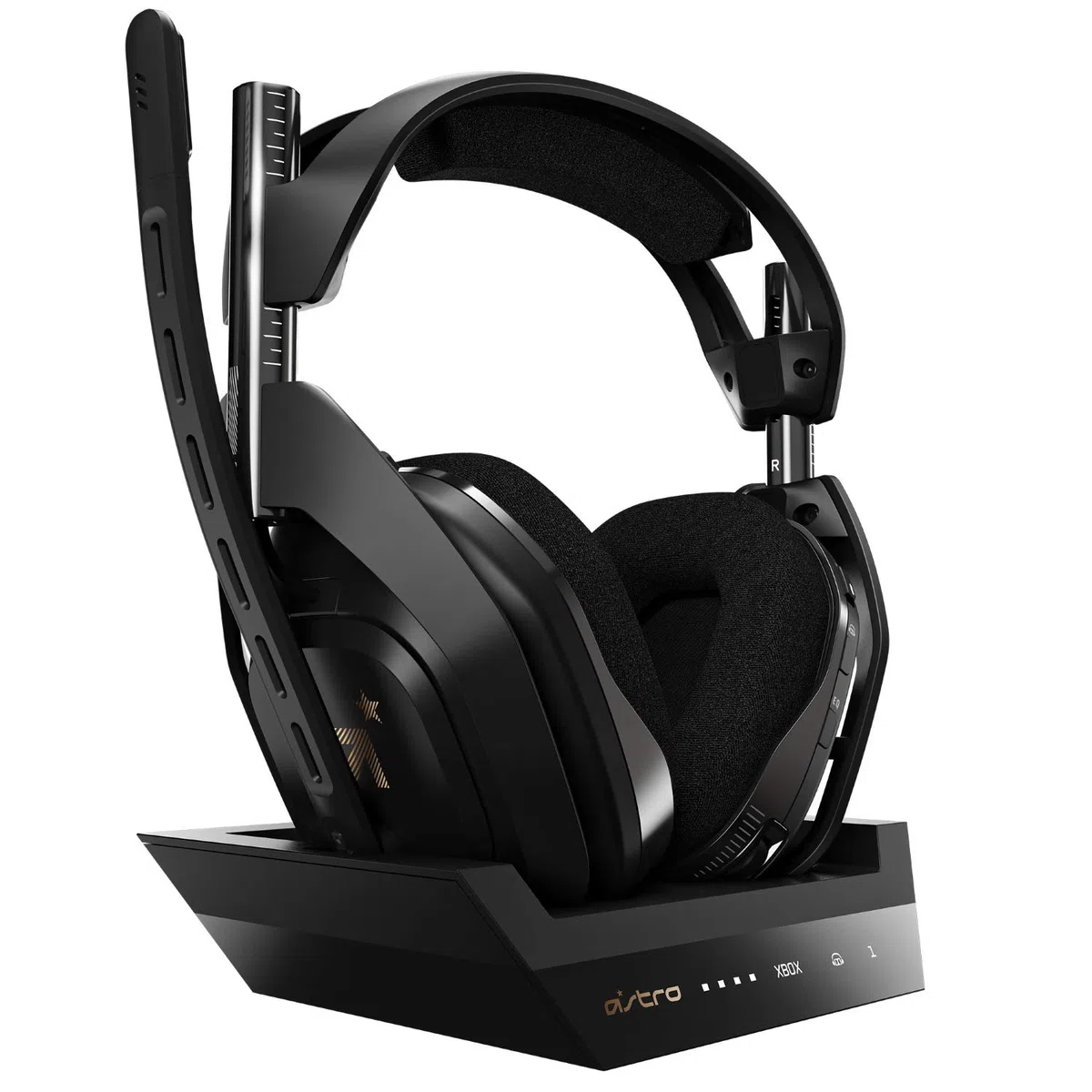 ASTRO Gaming A50 Cuffia Wireless + Stazione Base di Ricarica, 4° Gen, Dolby Audio, Controllo Equilibrio Gioco/Voce, 2.4 GHz Wireless, 15 m di portata per Xbox Series X|S, Xbox One, PC, Nero/Oro