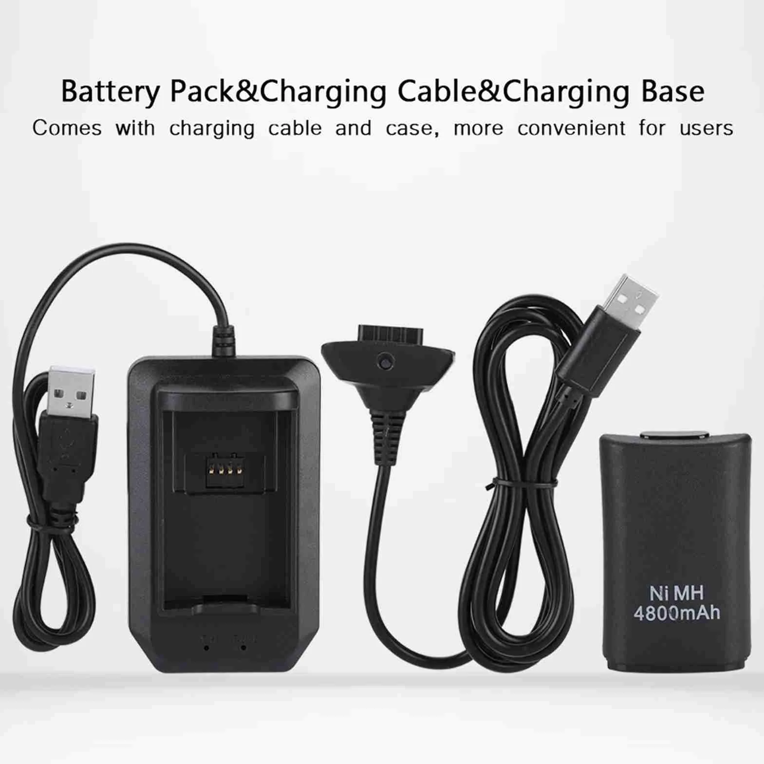Kosiy Bewinner Batteria Ricaricabile 4800mAh per Controller 360, Include Cavo USB e Base di Ricarica, Batteria di Riserva per 360 Controller