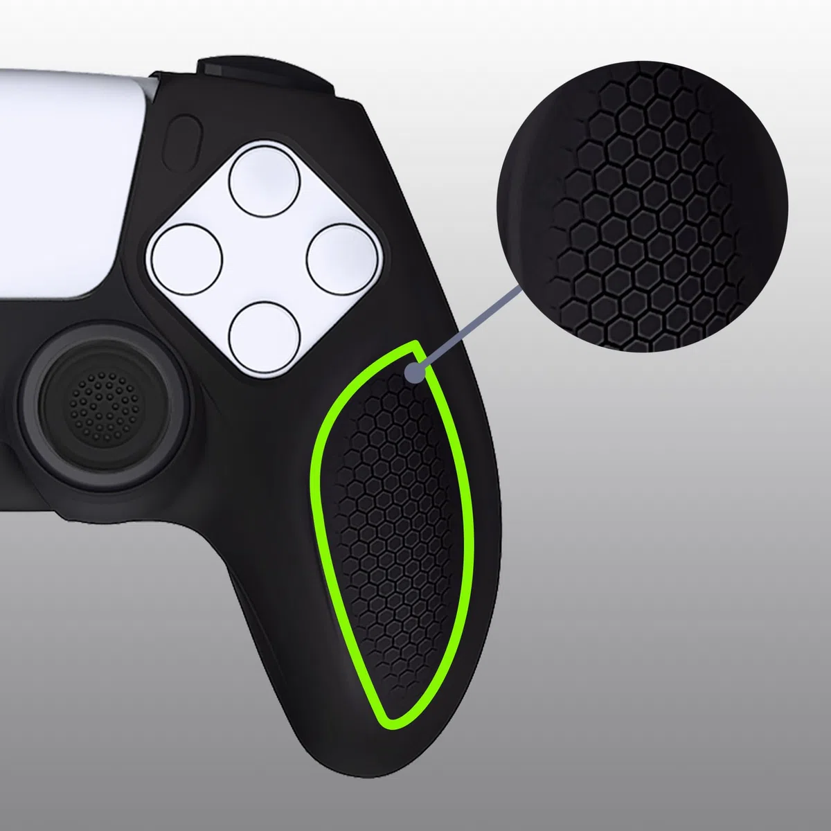 playvital Cover Controller per ps5, Joystick Custodia Protettiva Skin Silicone Grip Ergonomico Antiscivolo & 2 Copri Analogici, Adatto per Base di Ricarica, Ninja Edizione, Nero