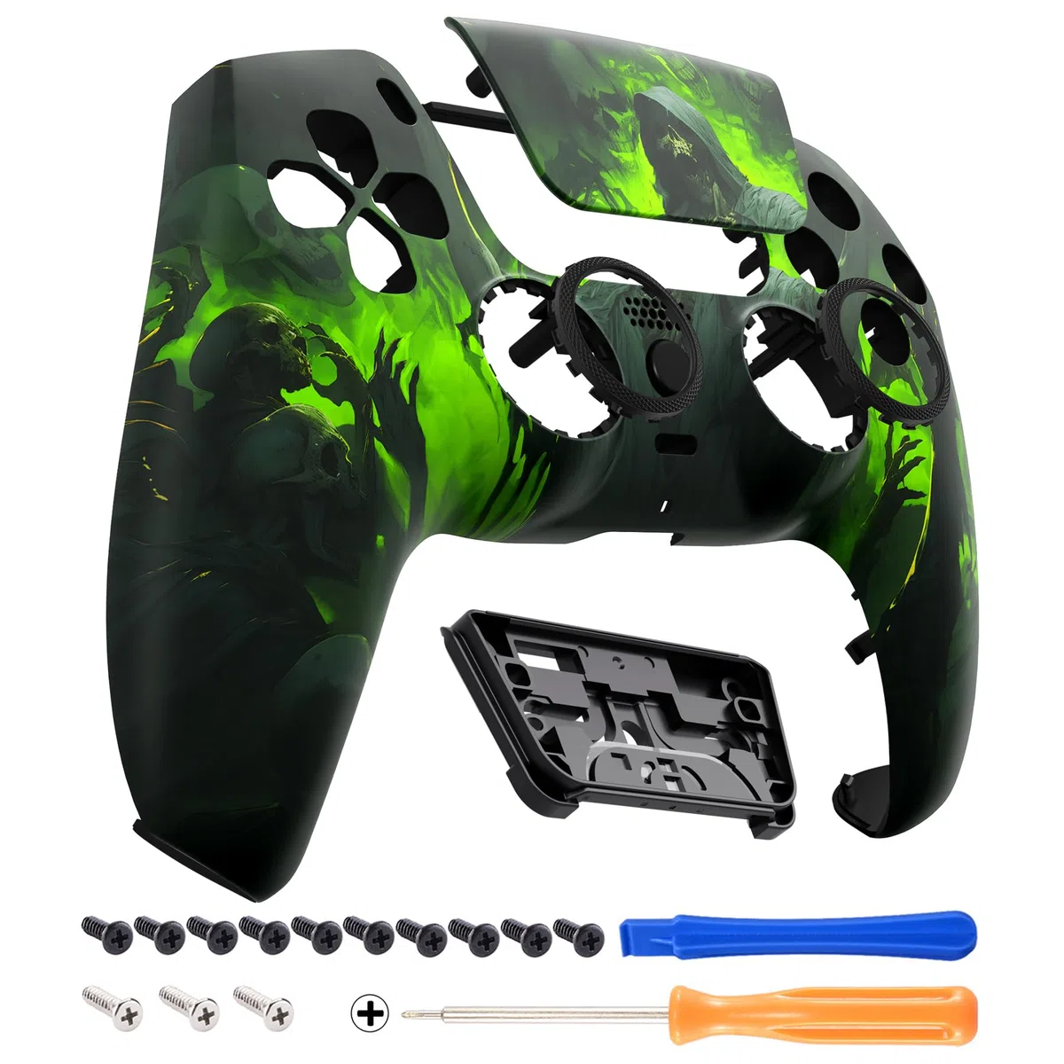 eXtremeRate Luna Cover Ricambio per ps5 Controller,Custodia Copertura Frontale Scocca Shell Ridisegnato&Touchpad&Anelli Compatibile con ps5 Joystick BDM 010/020/030/040/050-Carnevale Oscuro