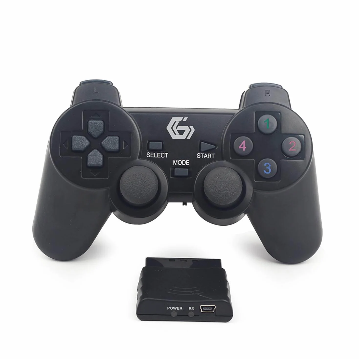 Gembird JPD-WDV-01 - Gamepad Wireless con Vibrazione, PS2/PS3/PC, Colore: Nero