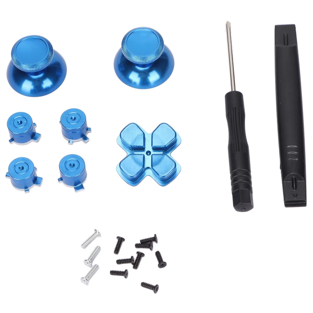 Levette in Metallo per Controller PS5, Joystick di Ricambio in Lega di Alluminio Levette Analogiche Pulsanti ABXY Kit di Sostituzione(Blu)