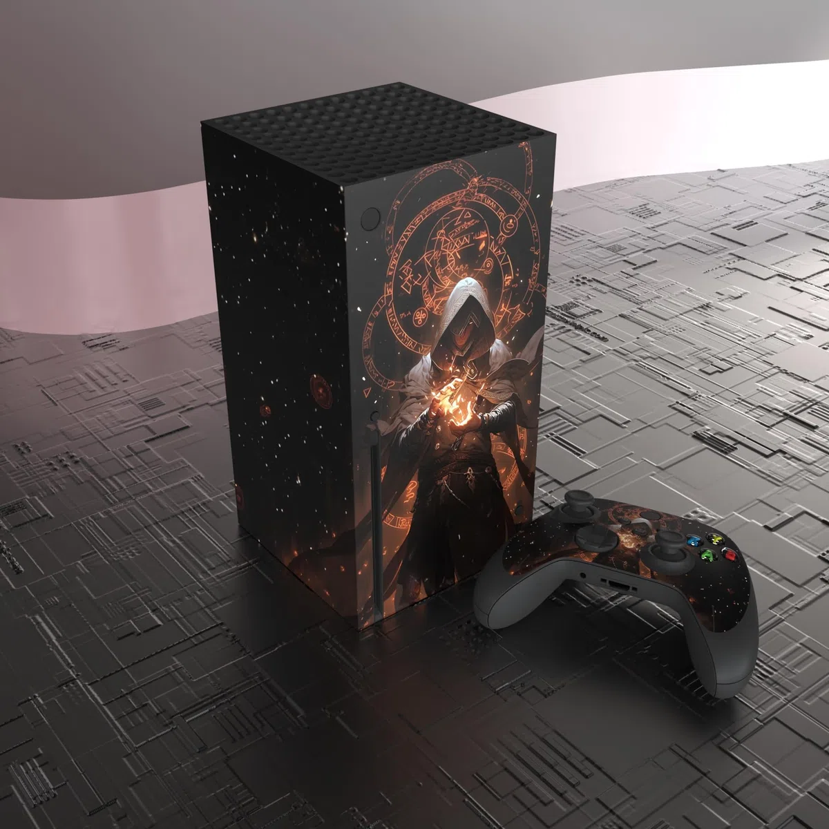 PlayVital Adesivo Skin per Xbox Series X Console&Controller Sticker Decal Cover Vinile per Xbox Series X-Evocazione di Fiamma