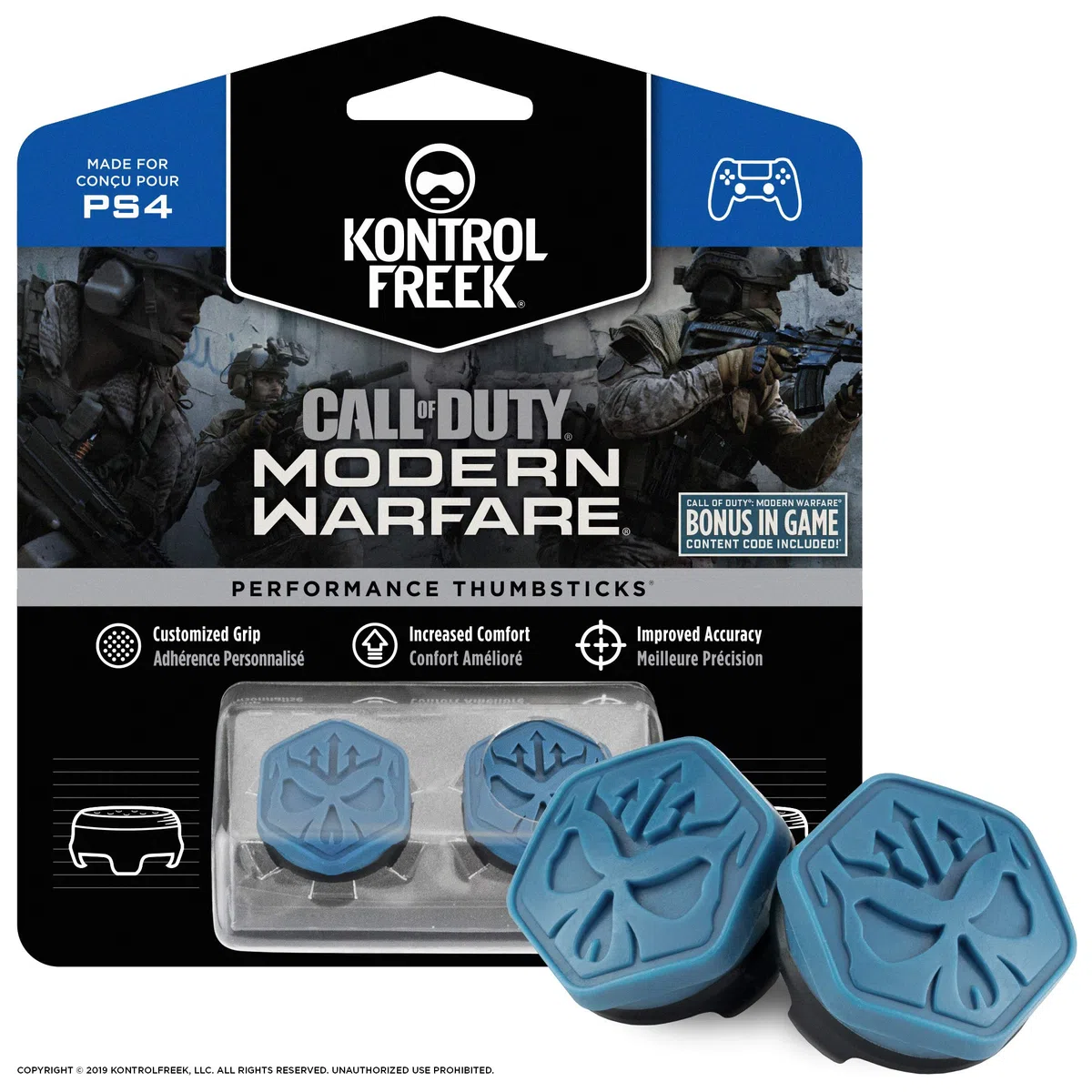 KontrolFreek Call of Duty Modern Warfare Performance Levette per PlayStation 4 (PS4) | 2 medie, Convesse | Blu/Nero