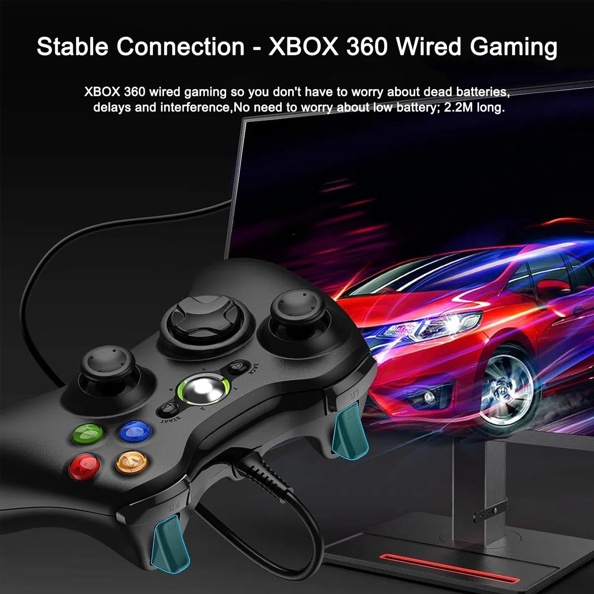 Lunriwis Controller per PC Xbox 360, USB Wired Gamepad Ergonomico per Xbox 360 PC Windows 7/8/10