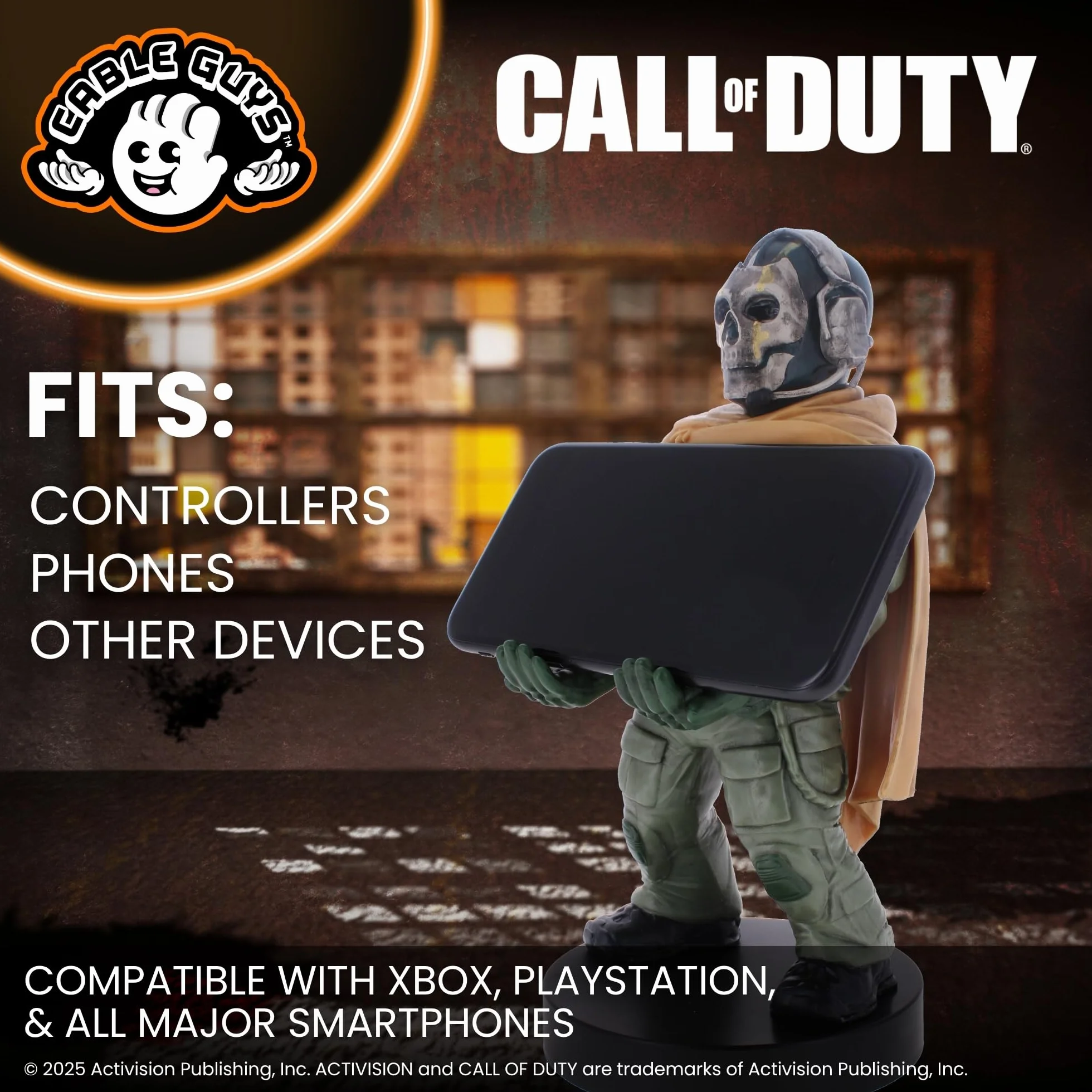 Cableguys Call of Duty Ghost Warzone Supporto Controller e Telefono - Porta Cellulare Compatibile con Xbox, PlayStation e la Maggior Parte dei Controller, Accessori Gaming per Scrivania