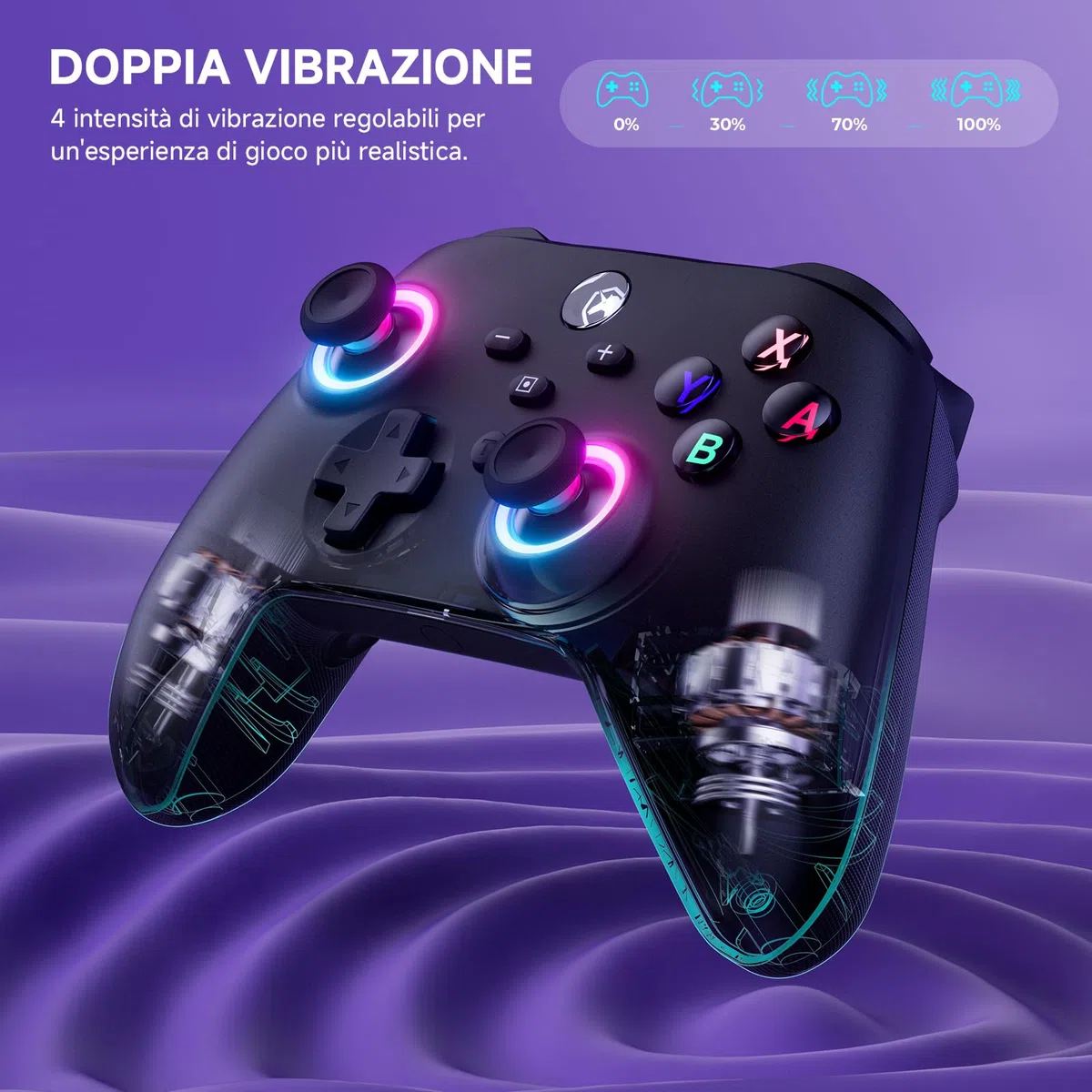 ECHTPower Controller per Switch/Switch 2 2025, con Hall Grilletti Lineari, 1000mAh Batteria, Rimappatura dei Tasti ABXY, Giroscopico, Turbo, Vibrazione, Controller Wireless PRO per NS/PC/Android/iOS