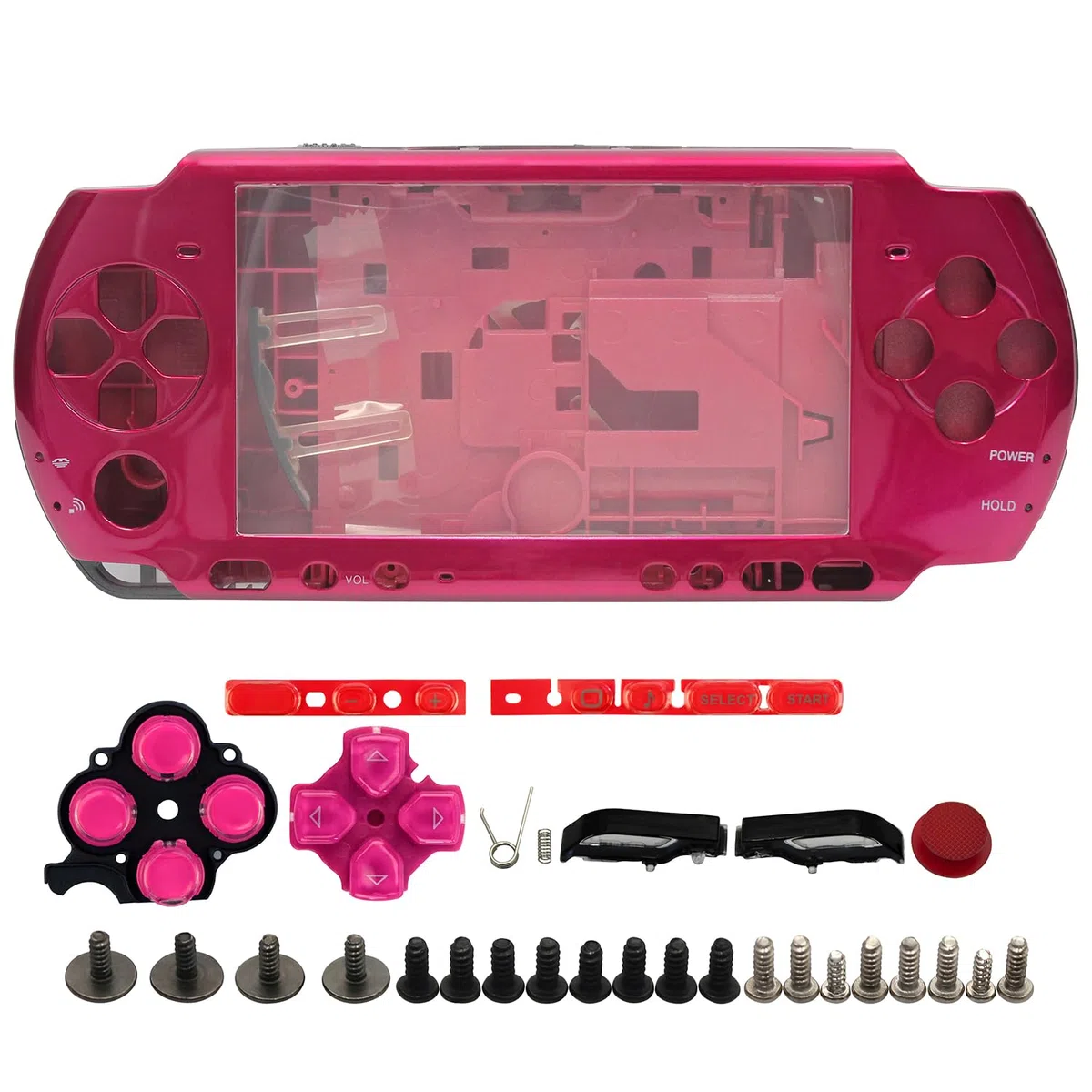 OSTENT Sostituzione della Guscio di Alloggiamento Full Place Repair Repatibile Compatibile per la Console Sony PSP 3000 - Colore Rosso