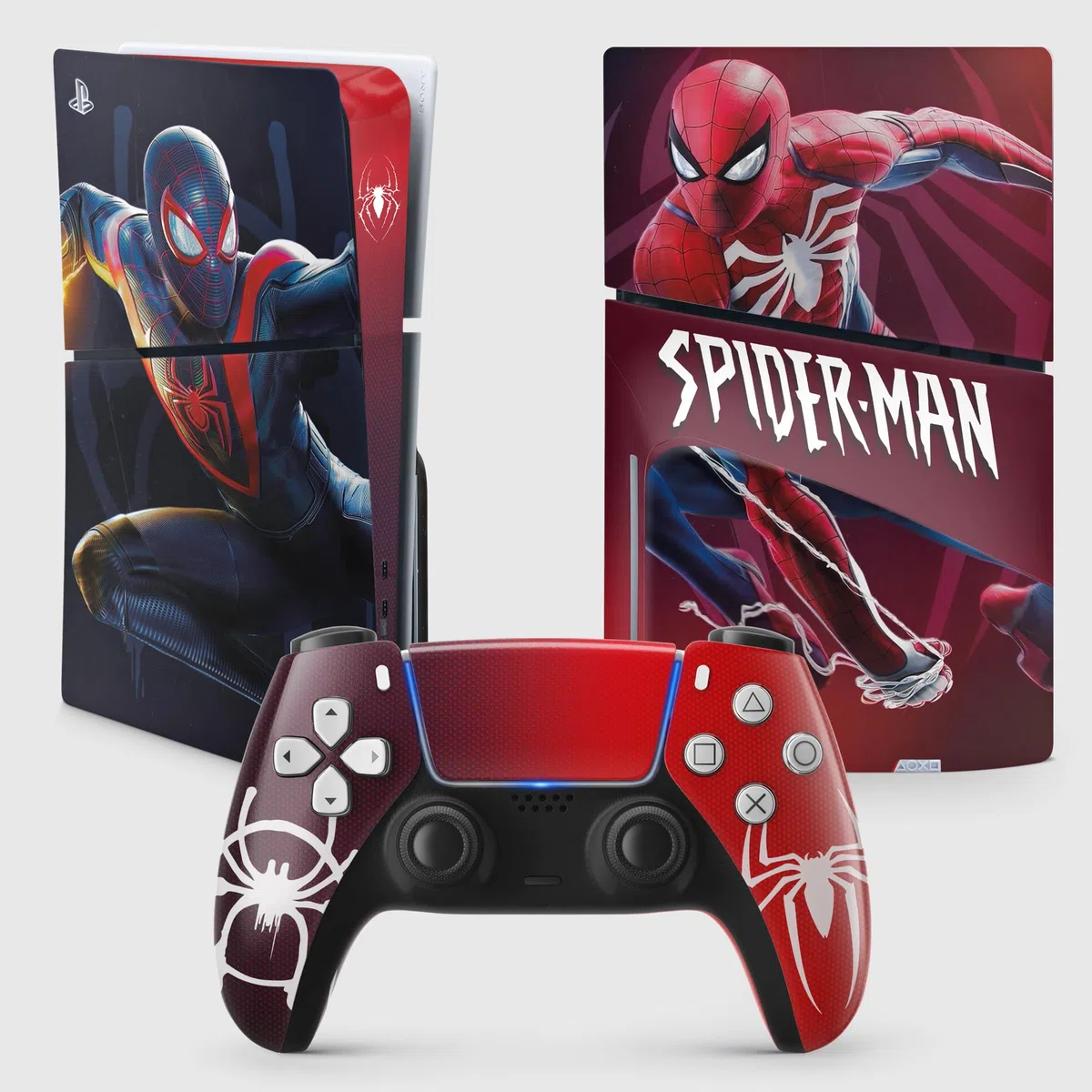 Adesivo per la PS5 Slim Spider, adesivo per la PlayStation 5, console e controller, disco Slim Edition, skin Miles Moralles (1 controller)