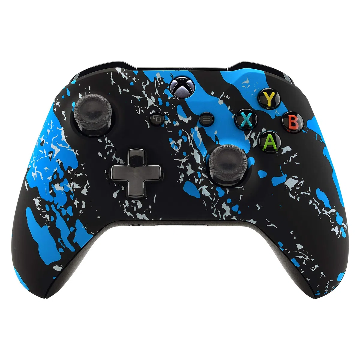 eXtremeRate Custodia anteriore con rivestimento blu con motivo a spruzzi, kit di ricambio per controller Xbox One S e One X (modello 1708)