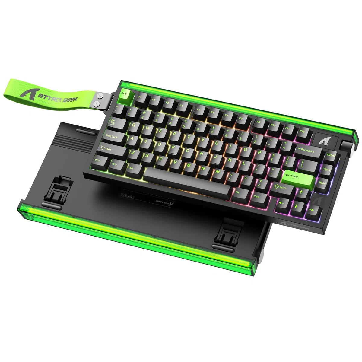 ATTACK SHARK R85 HE Tastiera Rapid Trigger 8000Hz, Precisione RT di 0,005mm, Tastiera Gaming Cablata 75%, Scatola Luminosa RGB, Switch Magnetici Hall, Attuazione Regolabile, Snap Tap, Nero