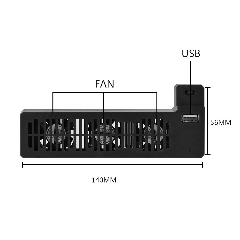 Bewinner Ventola di Raffreddamento Esterna USB Portatile per La Console di Gioco X Supporto per Ventola di Raffreddamento con 3 Mini Ventole di Raffreddamento