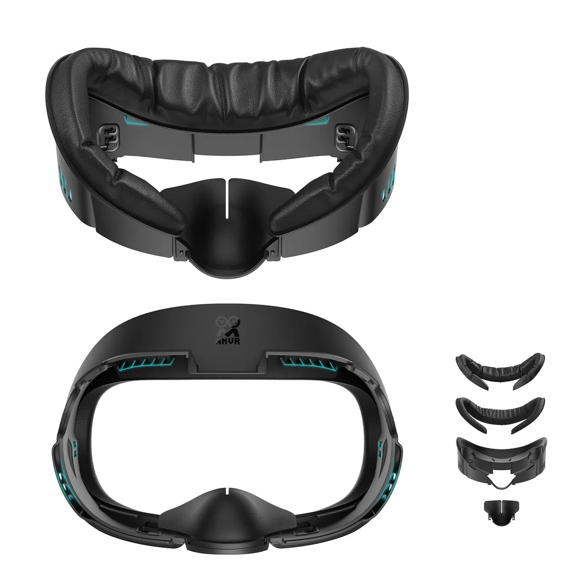 AMVR Face Cover Pad Interfaccia facciale compatibile con gli accessori Q3, con morbido cuscino facciale in PU di ricambio e cotone traspirante Ice Silk, circolazione dell'aria