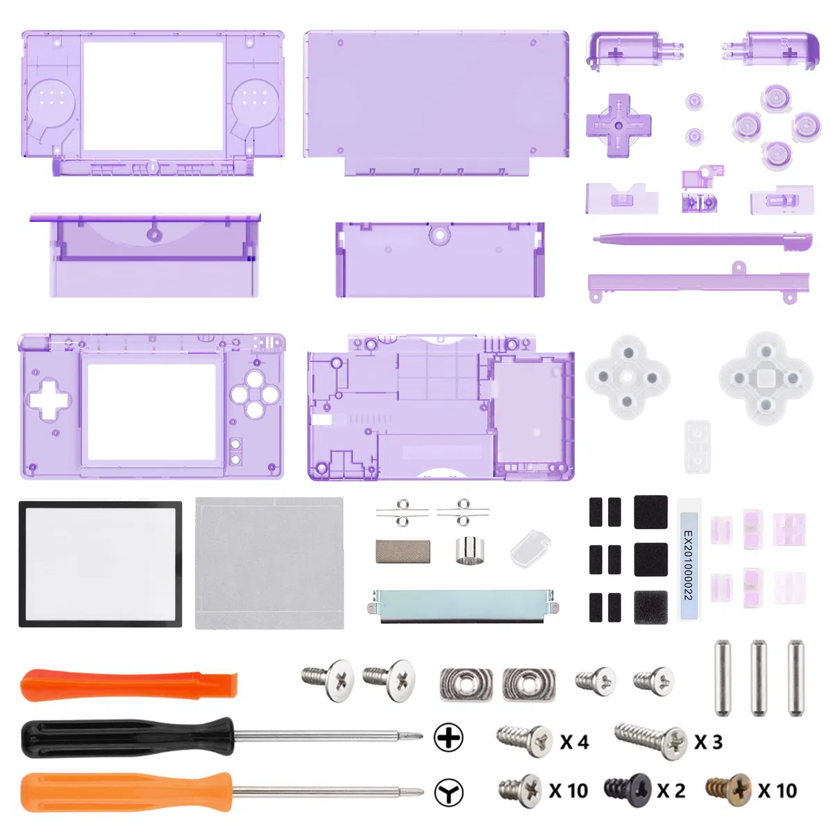 eXtremeRate Cover Scocca Tasti Ricambio per Nintendo DS Lite,Custodia Pulsanti Kit Shell Case per Nintendo DS Lite NDSL(NON Include Console)-Trasparente Viola