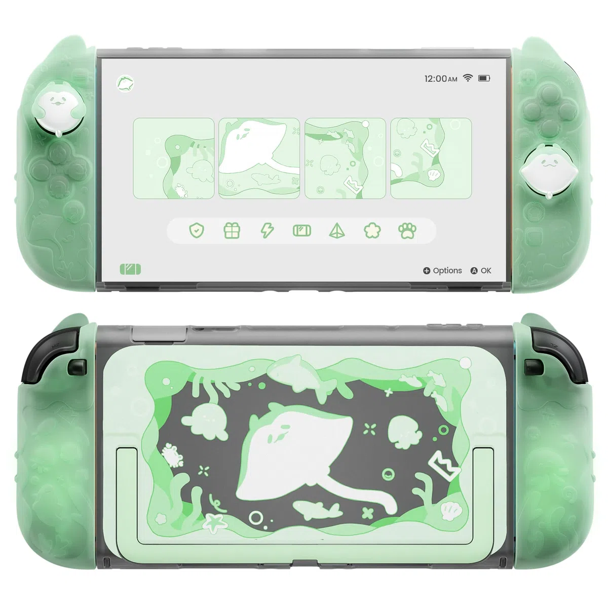 playvital Cover Dockable per Nintendo Switch 2, Custodia Grip Silicone per Joycon 2 &Copertura Console Protettiva Rigida &Copri Analogici Carini, Accessori per Switch 2, Ocean Whisper-Verde Pastello
