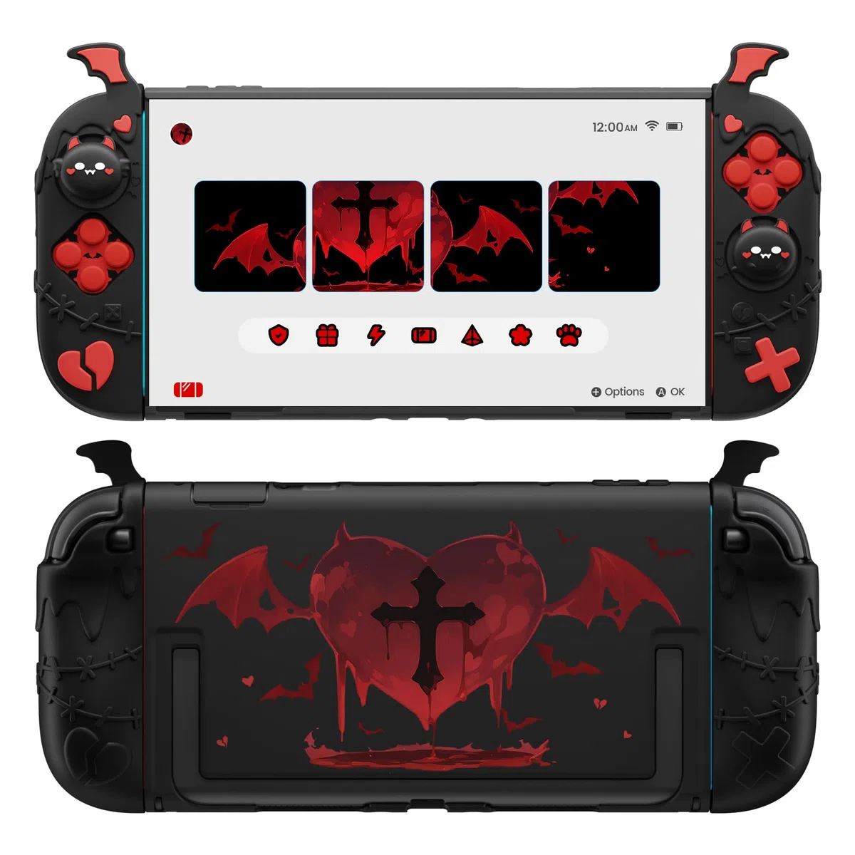 playvital Cover Protettiva per Nintendo Switch 2, Custodia Grip Silicone per Joycon 2 &Copertura Console Rigida Dockable &Copri Analogici, Accessori Carini per Switch 2, Serie Imp Gotico, Nero