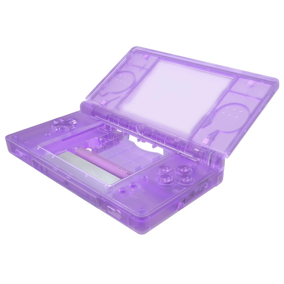 eXtremeRate Cover Scocca Tasti Ricambio per Nintendo DS Lite,Custodia Pulsanti Kit Shell Case per Nintendo DS Lite NDSL(NON Include Console)-Trasparente Viola