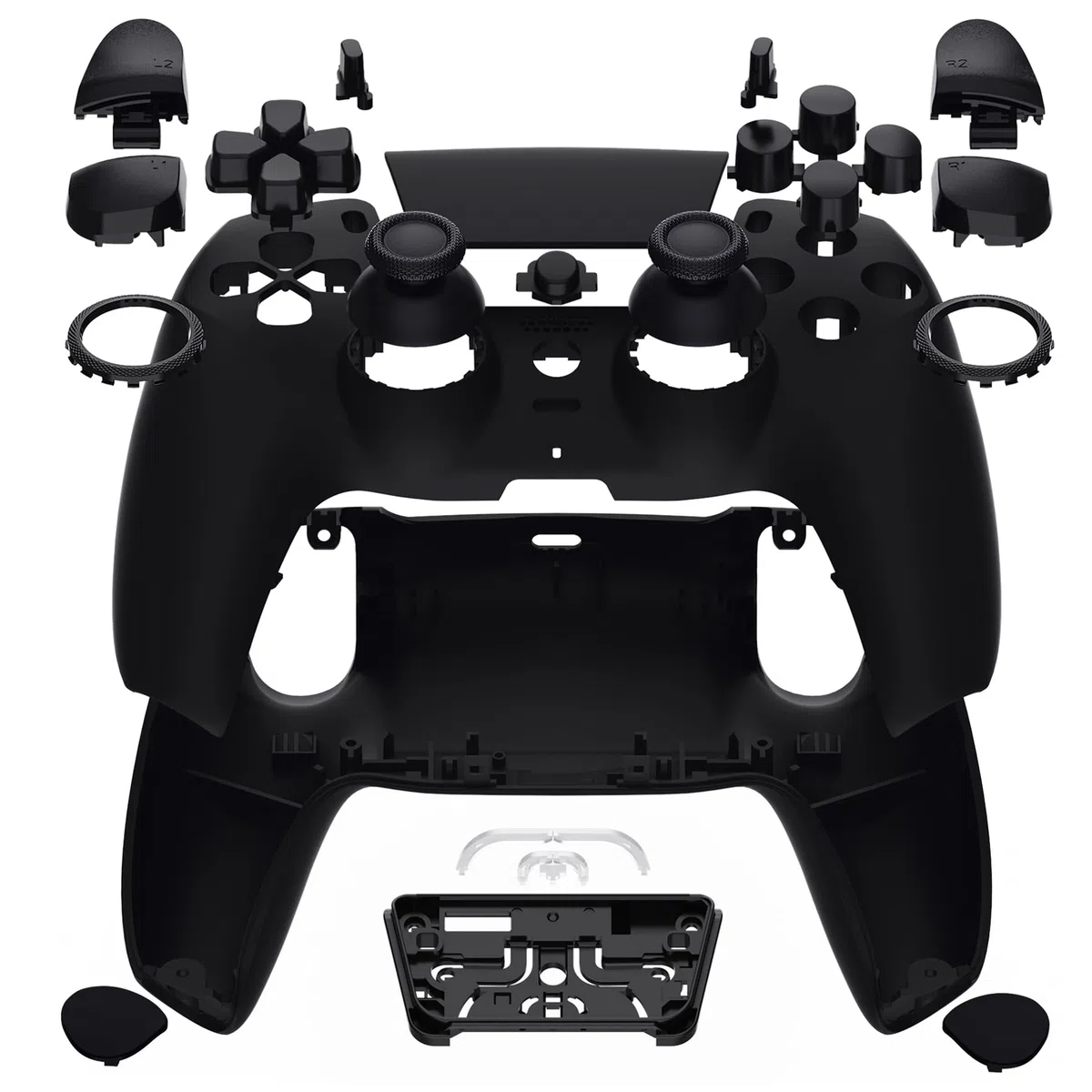 eXtremeRate Luna Cover Pulsanti Ricambio per ps5 Joystick BDM-030/040/050,Custodia Scocca Shell Frontale Posteriore Ridisegnato&Tasti Kit per ps5 Controller-Nero