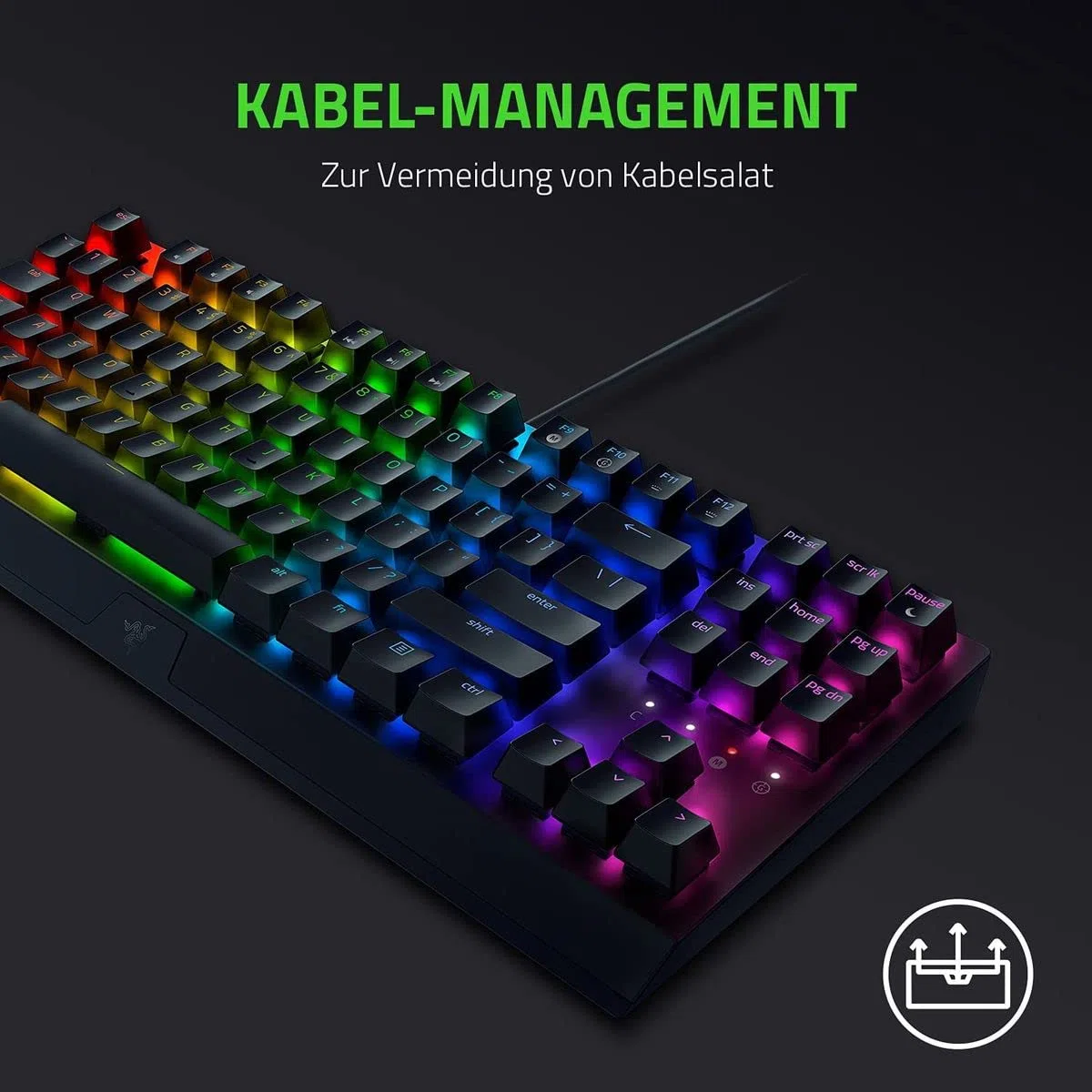 Razer BlackWidow V3 Pro (switch verdi) - Tastiera da gioco senza fili con interruttori meccanici (tattile e click, tappi per tasti ABS, illuminazione RGB Chroma) QWERTZ, layout tedesco, colore nero