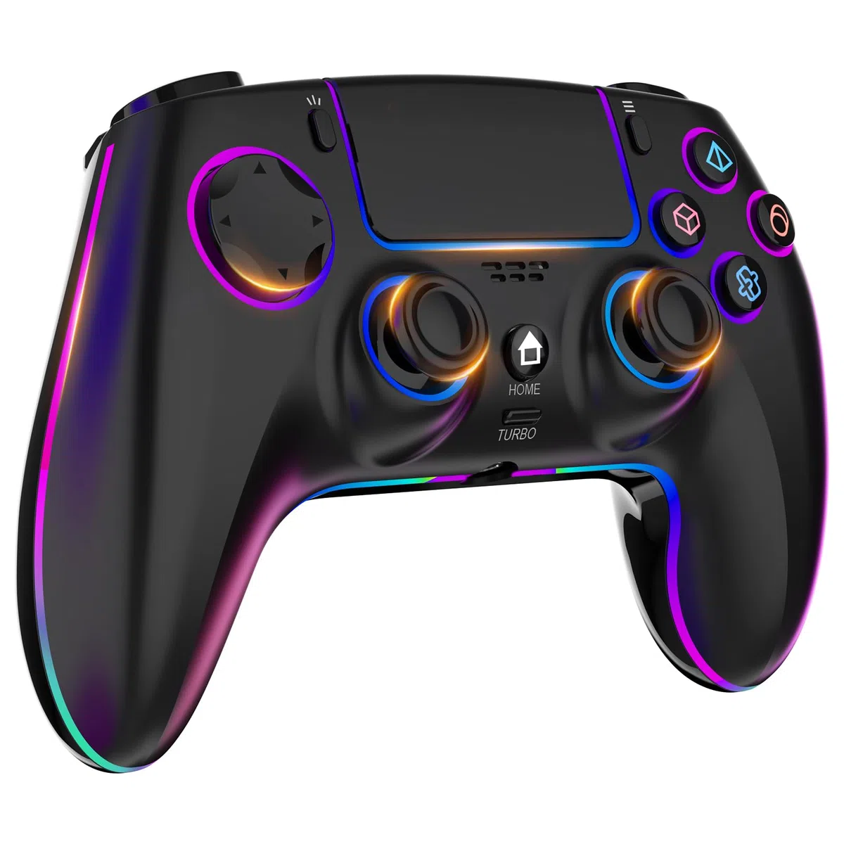 MYSTILUCK Controller Wireless per PS4/PS3/Pro/PC/MAC/iOS/Android/Steam Deck, Controllore con illuminazione RGB 7 Colori/Joystick Effect Hall/Doppia Vibrazione/Turbo/Jack Cuffie/Batteria 1500 mAh