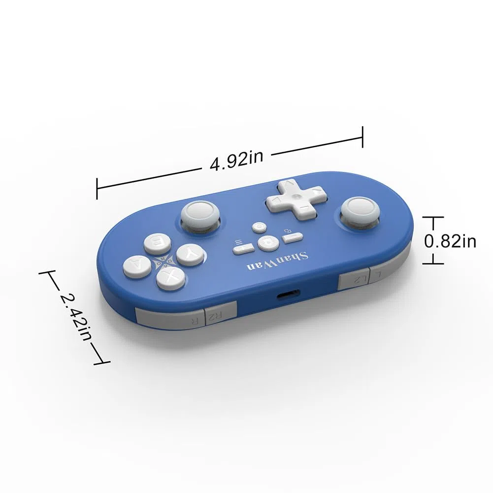 ShanWan Controller di Gioco Wireless Compatibile con PC/iOS/Android/Switch/PS, Controllo del Movimento del Giroscopio, Feedback Vibrazione, Controller di Gioco Bluetooth (blu)