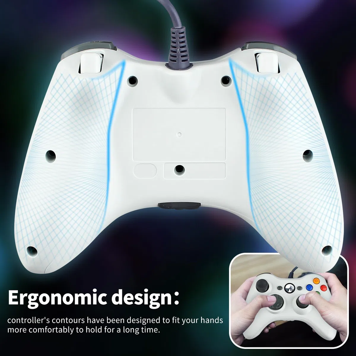 OSTENT Controller USB Cablato Gamepad Joystick per Console Microsoft Xbox 360 Computer Portatile PC Windows Videogioco Colore Bianco