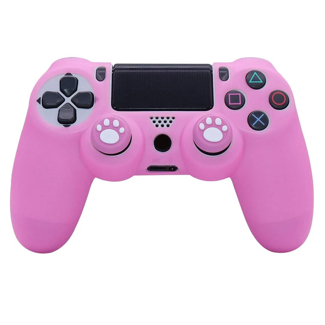 Pink PS4 Controller Skins RALAN, cover per controller in silicone compatibile con PS4 Slim/PS4 Pro (6 impugnature per pollice rosa Pro, impugnatura per cranio x 2) (rosa)