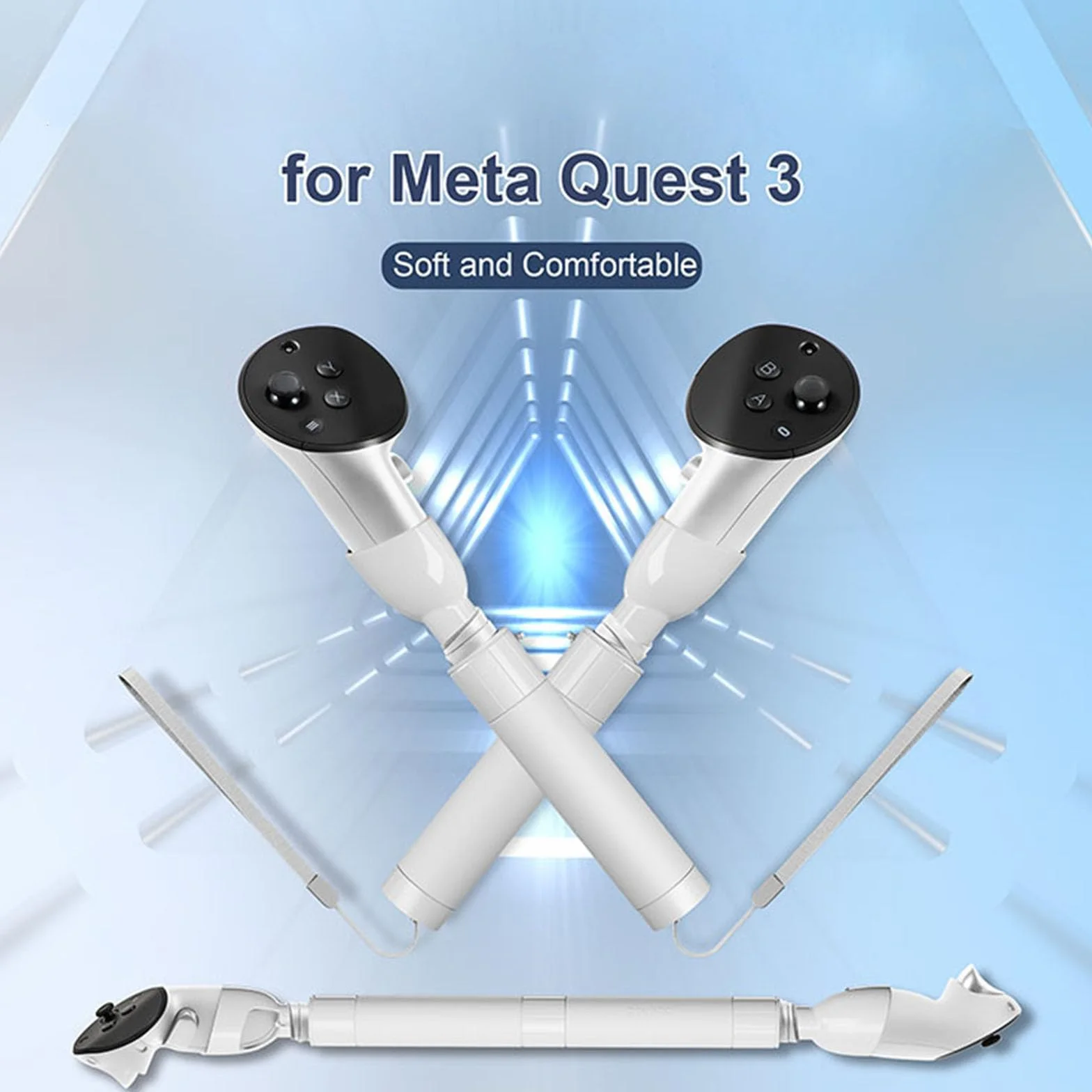 Impugnatura di estensione per Meta Quest 3S / Quest 3 / Quest Pro VR Controller Extension Sticker Allungare Maniglie Attacco Spada laser e Accessori per giochi da golf