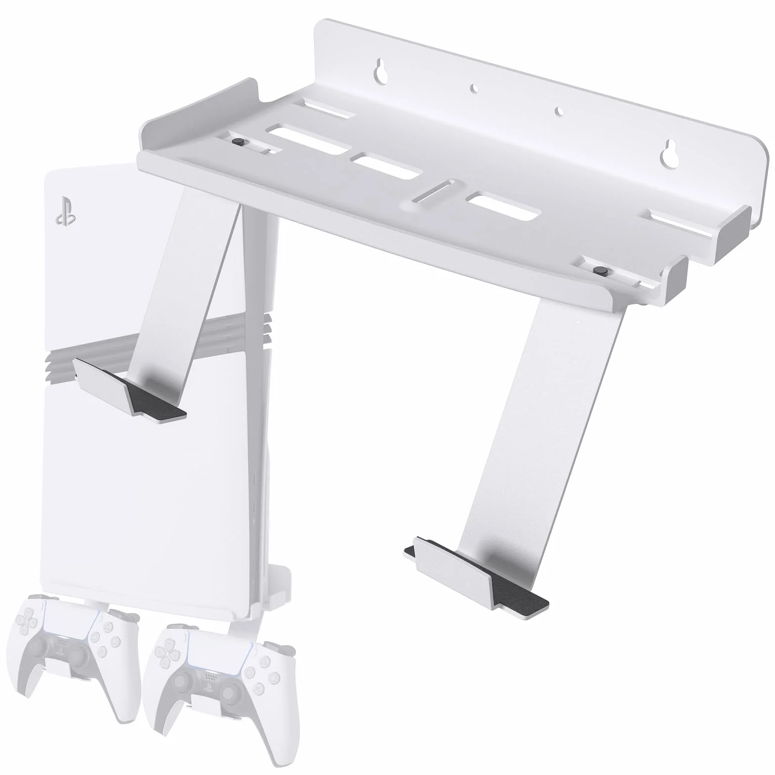 sciuU Supporto da Parete per PS5 Pro / PS5 Slim Console & Controller - Staffa da Muro in Acciaio da 2mm compatibile con PlayStation 5 Pro/Slim Disco/Digitale Edizione + 2 Porta Controller PS5 /Edge