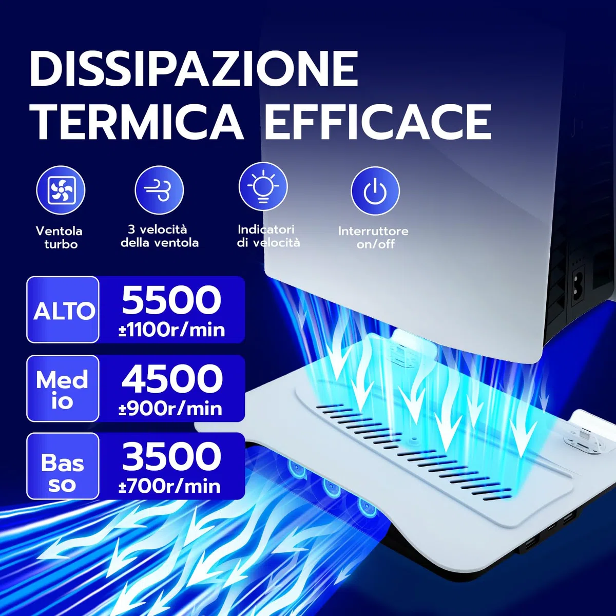 Wigearss Supporto Verticale di Raffreddamento PS5 con Doppio Controller di Caricatore per PS5/PS5 Slim/PS5 PRO UHD/Digital Edition