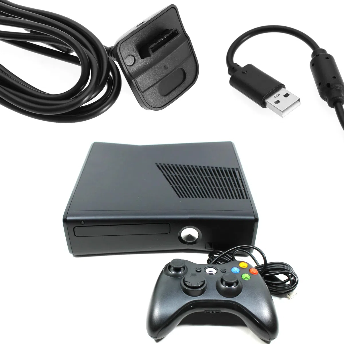 Create idea 2 cavi di ricarica USB di ricambio compatibili con Xbox 360/360 Slim Controller Caricabatterie Accessori Nero