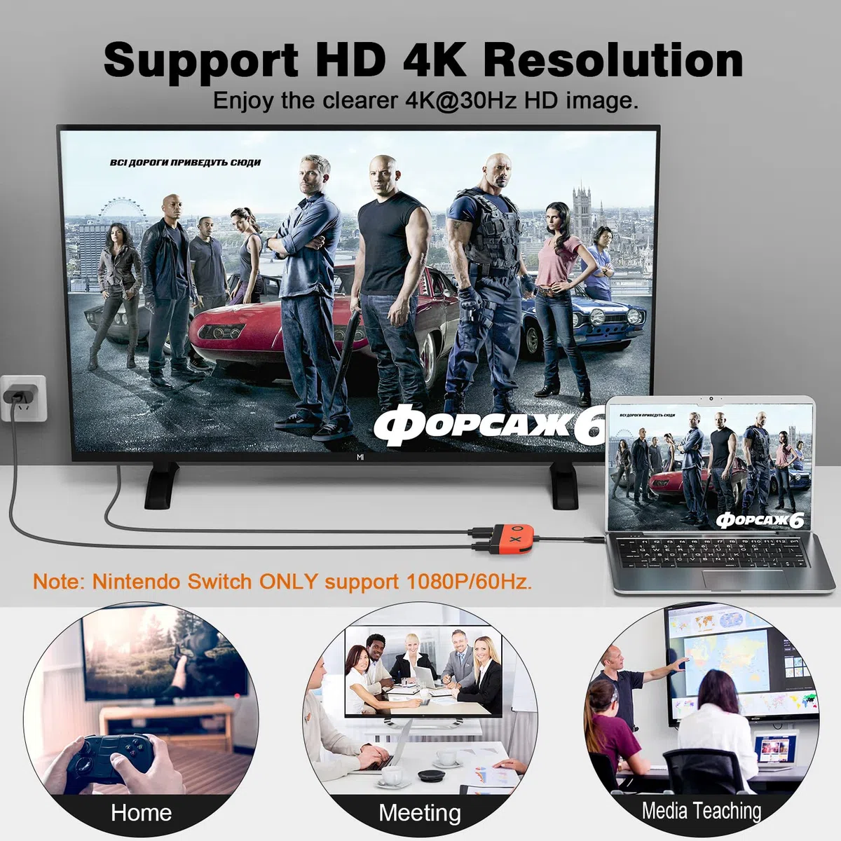 Tendak Adattatore USB C a HDMI per Switch/OLED - Tipo C a 4K HDMI Converter, USB 3.0, PD Porta di Ricarica, 3in1 Hub per MacBook Pro, Samsung S22, Huawei Mate 30 (Rosso)
