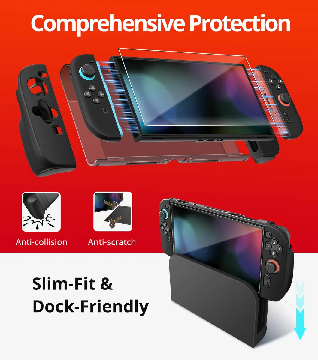 iVoler 21 in 1 Kit di Accessori per Nintendo Switch 2 - Include Custodia di Ricarica, Cover Protettiva, Pellicole Protettive, Volanti, Impugnature, Supporto, Custodia per Schede di Gioco, ecc - Nero