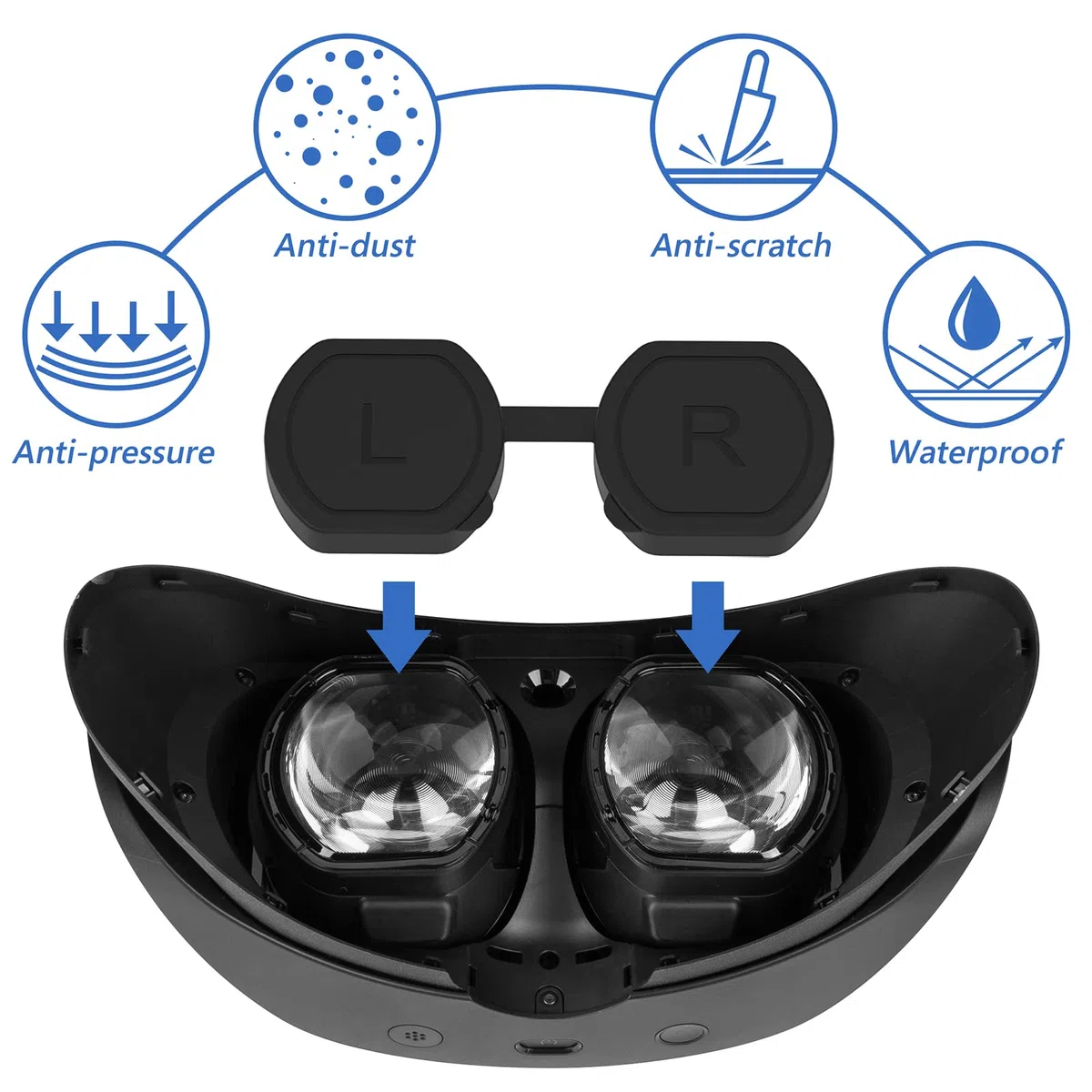 Geekria Cover protettiva per obiettivo compatibile con PSVR2, protezione in silicone per PlayStation VR2, antipolvere e antigraffio (nero)
