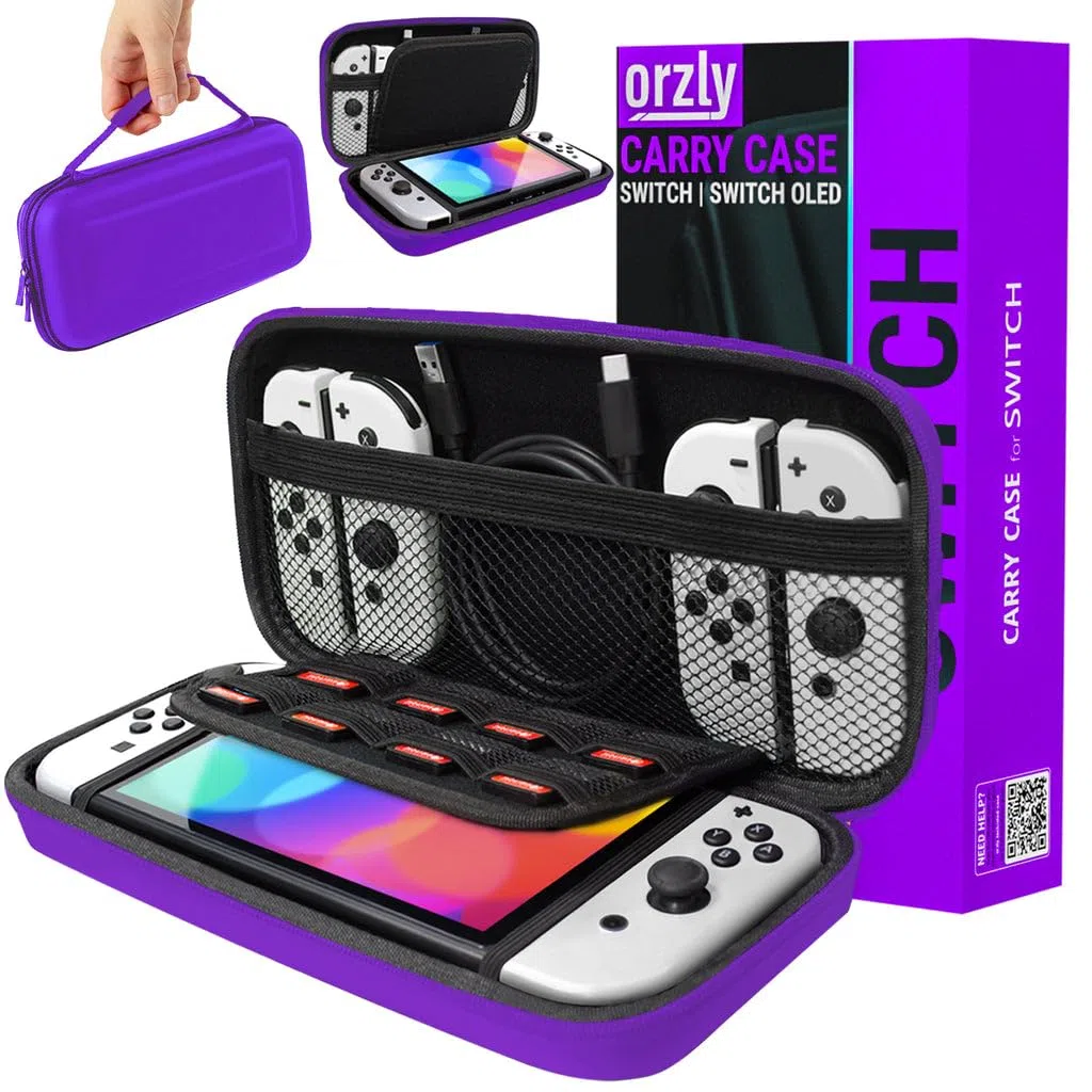 Orzly Custodia da Viaggio Nintendo Switch - Guscio Protettivo Portatile per Console e Accessori del Nintendo Switch - Porpora