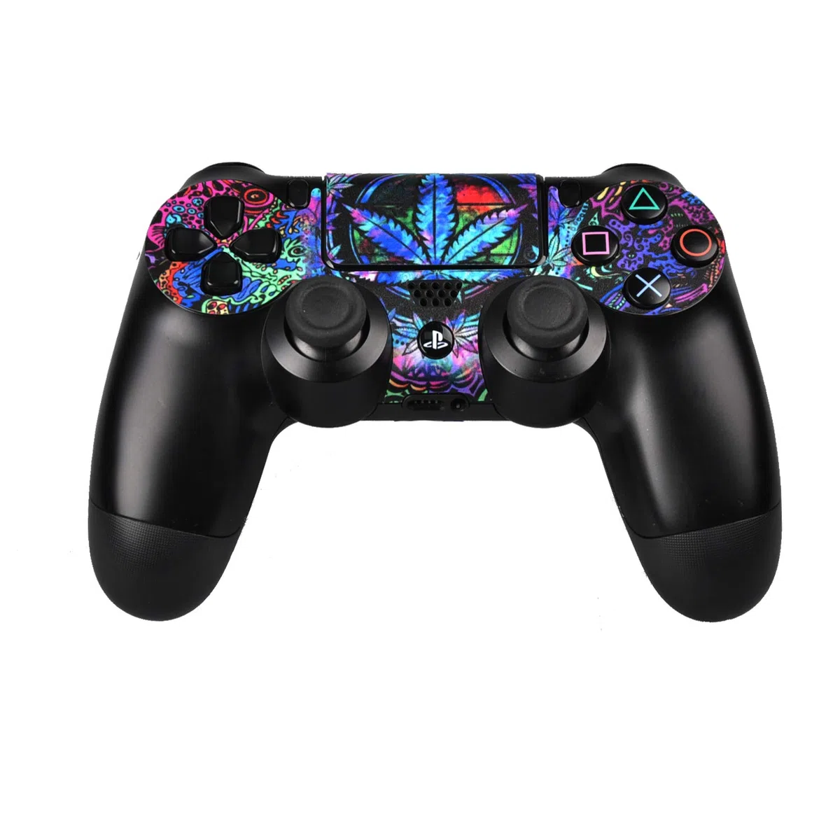 eXtremeRate Adesivo Skin per ps4 Slim Console Controller,2 Cover Controller Decalcomanie&2 Sticker LED Lightbar Barra Luminosa per ps4 Slim Joystick(Erbe Multicolori)