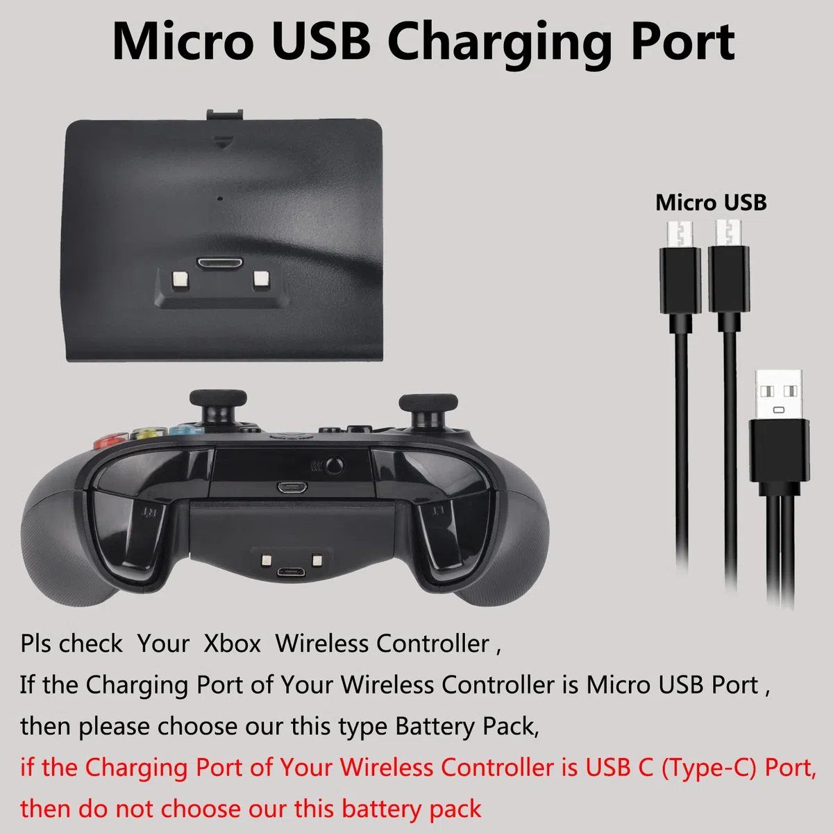 Xbox-One Batteria ricaricabile da 1400 mAh, con cavo di ricarica micro USB, per Xbox-One Controller 2 Pack Batteria