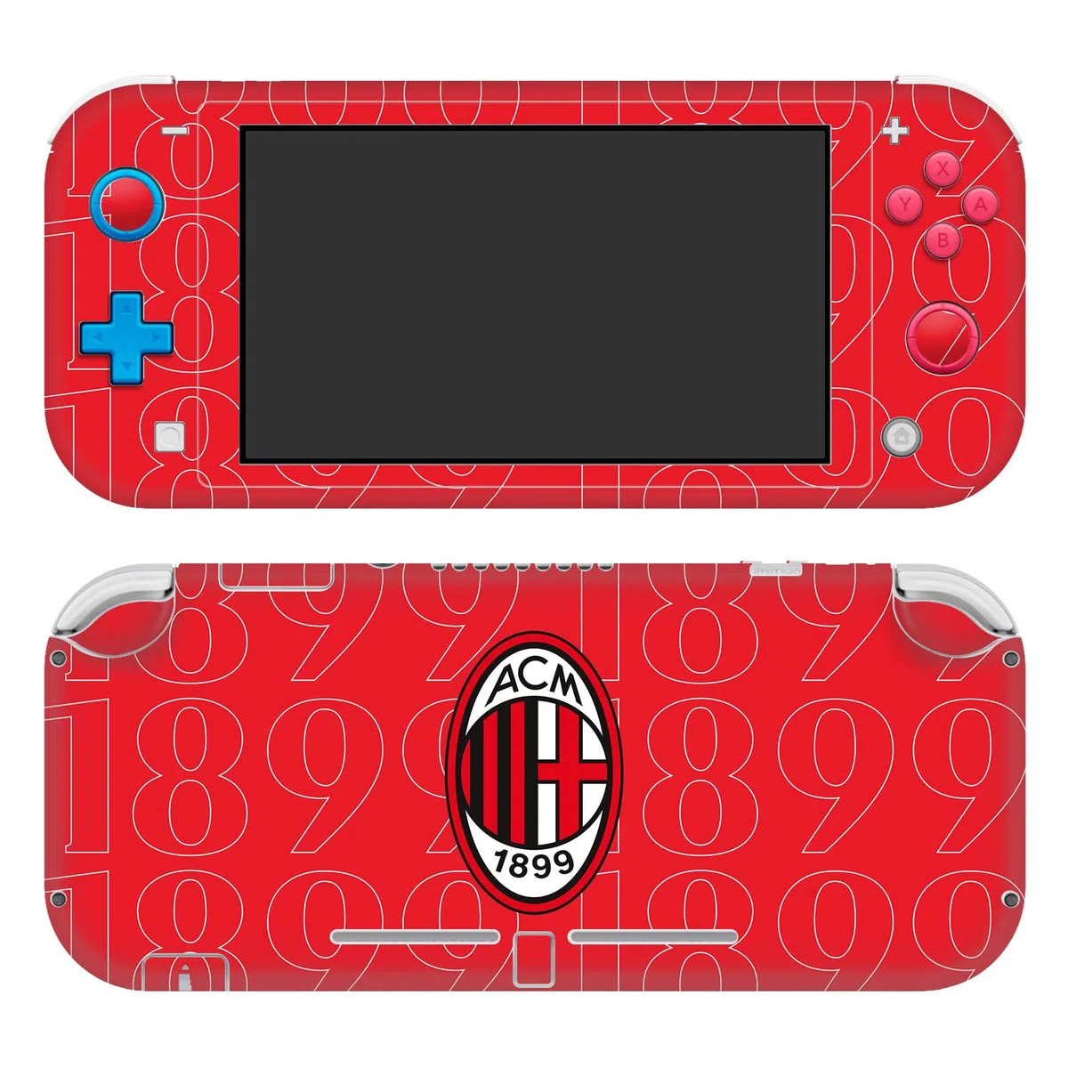 Head Case Designs Licenza Ufficiale AC Milan 1899 Logo Nero Arte Vinile Sticker Gaming Pelle Adesivo Compatibile con Nintendo Switch Lite