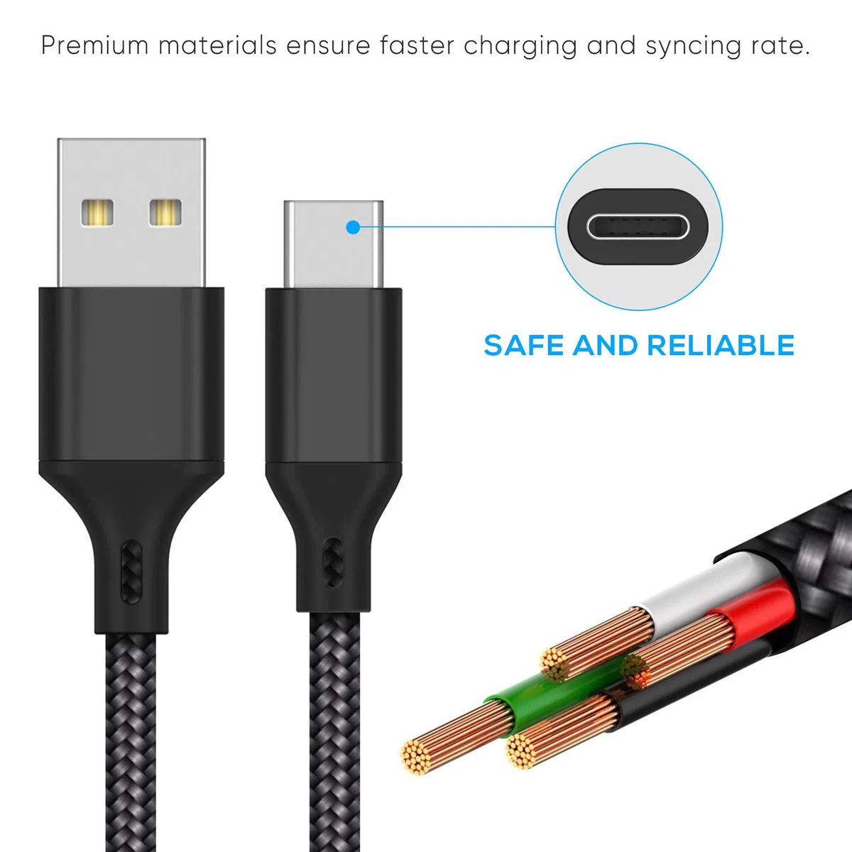 FYOUNG Cavo USB C da 5 m per controller PS5 DualSense/Pro Controller/controller Xbox/Nintendo Switch/Switch OLED/Switch Lite, cavo di ricarica lungo intrecciato per telefono cellulare, tablet, nero