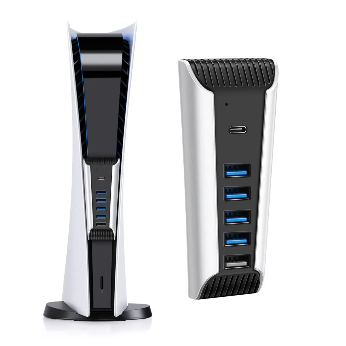TNP Hub USB per console PS5 – Extender porta USB ad alta velocità per accessori PS5 con 4 x USB 2.0, 1 x USB 3.1 e 1 x porta di ricarica, adattatore di espansione USB per console Playstation UHD e