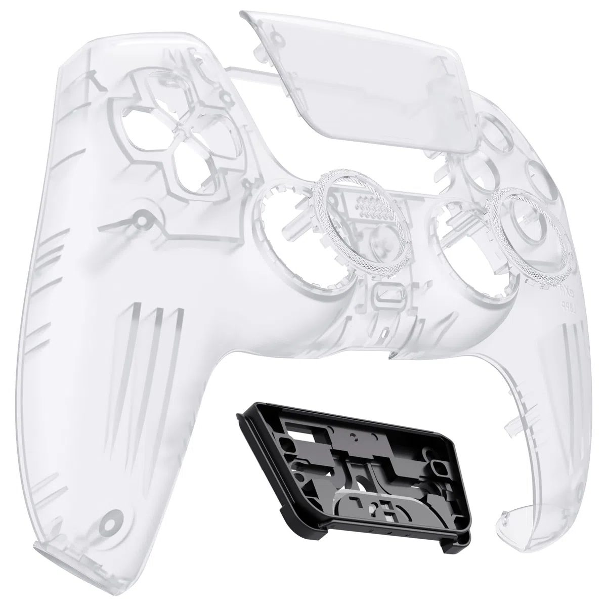 eXtremeRate Luna Cover Frontale Touchpad Ricambio per ps5 Controller,Copertura Custodia Scocca Shell Ridisegnato Anelli Compatibile con ps5 Joystick BDM 010 020 030 040 050 060, Trasparente